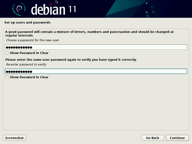 password user roor debian 11