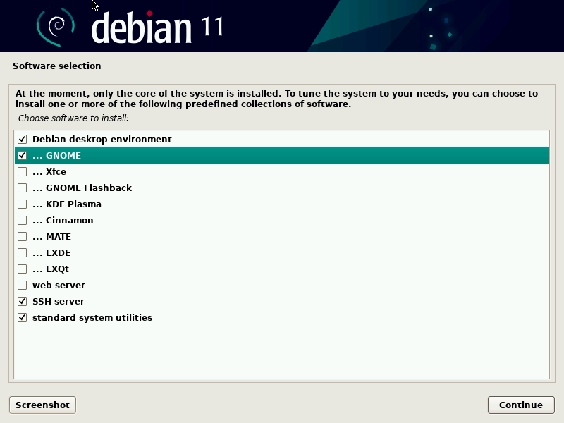 pilihan paket software install debian 11